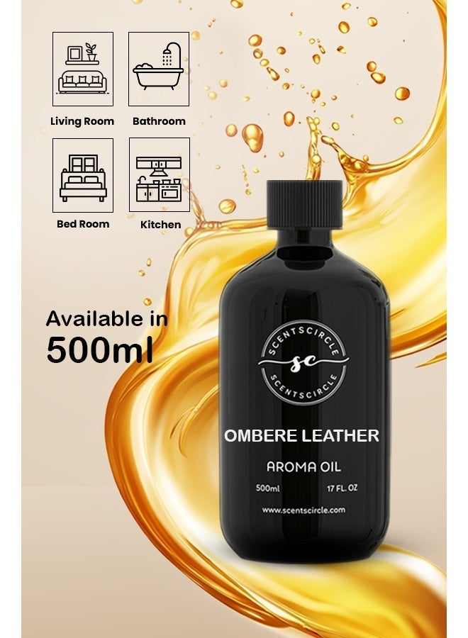 Scentscircle Ombere Leather Fragrance Diffuser Oil 500ml with Violet Leaf & Cedar | Jasmine Sambac & Orris Heart | Leather, Woody & Tobacco Base for Shops, Lounges, Home & Office | Scentscircle - Image 3